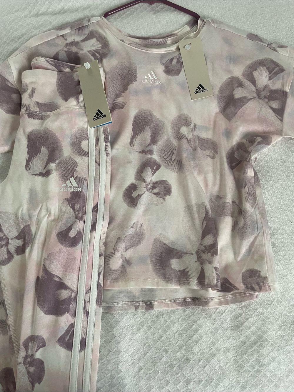 Adidas Girls' Floral Tie-Dye Active Top/Capri Set in Pink / Purple / Gray